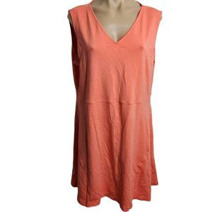 Lands' End Woman Petite Sleeveless V Neck Ponte Aline Dress Fresh Coral Color